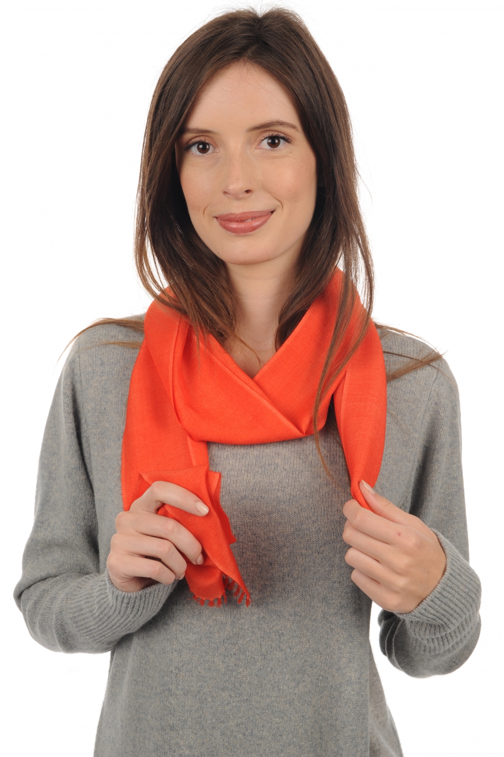 Cashmere & Silk accessories scarves mufflers scarva mandarin red 170x25cm
